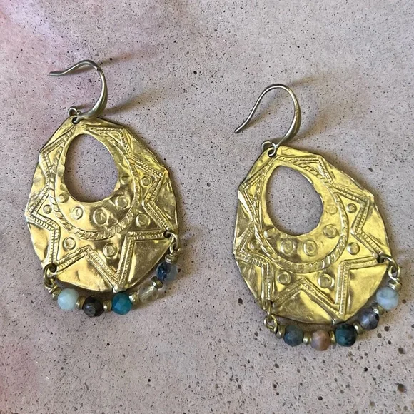 Handmade mixed gemstone teardrop earrings - Picture 3 of 7